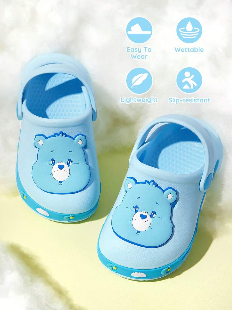 SHEIN X Care Bears 可愛卡通藍色兒童抓地增強園藝幼兒與嬰兒透氣快乾水鞋,輕量耐用 EVA 材質,適用遊樂場、游泳池、海灘、淋浴、滑水道,室內外拖鞋涼鞋 - 薄荷藍 - 查看 1