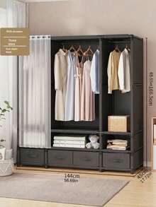Practical Elegant Bedroom Wardrobe Floor Standing Clothes Rack Sturdy Hanging Garment Rack Luxury High Capacity Storage Cabinet Easy Assembly For Apparel Pants Quilt Home Organization Housewarming Gift - Multicolor - View 3