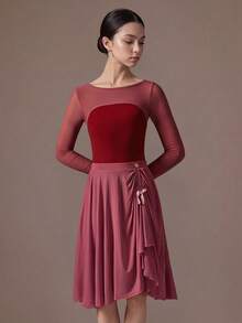 SHEIN Teen Girls Clothes ' Activewear Pink Long Skirt, Made Of Mesh Material, With Ruched, Back To School - Pink - View 7