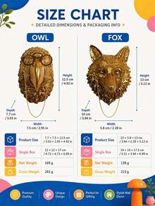 Zazumi 1/2Pcs Resin Wall Hanging Crafts, Golden Fox / Parrot Creative Decor Pendants, Indoor Ornament For Entryway And Living Room - Multicolor - View 13