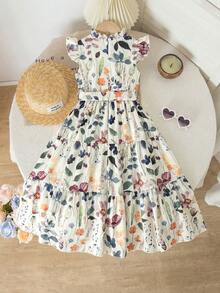 Emery Rose Kids Mädchen Chiffon Ditsy Blümchen Rüschen Saum ärmelloses Kleid mit Stehkragen, Rückkehr zur Schule Mutter und Tochter Mädchen Herz Muster Shirt Tween-Mädchen T-Shirts Weiß Top für Kinder Süße Oberteile für Kinder Langarm Shirts Mädchen, Valentinstag - Weiss - Übersicht 2