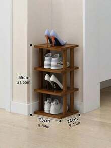 PC Multilayer Elegant Bamboo Shoe Rack Natural Wood Grain Texture Space Saving Design Easy Assembly For Dormitory Hallway Kitchen Sneakers High Heels Stiletto Storage Square Stackable Shelf Home Organizer - Multicolor - View 10