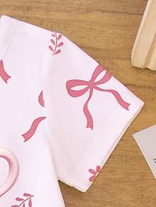 Frühling, Sommer & Herbst Mädchen Casual Mode kreative süße Schmetterling & Kaffeetasse Grafik Muster T-Shirt und Fahrrad Shorts Set, bequeme Alltagskleidung gemütliche Sommerstile geeignet für Baby Mädchen - Verschiedenfarbig - Übersicht 5