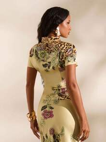 Opulessa Women's Printed Woven Blouse For Spring/Summer Vacation - Yellow - View 4