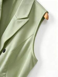 SHEIN Clasi Bộ đồ nữ size lớn 2 món gồm áo blazer không tay và thắt lưng, phong cách thường ngày - màu xanh lá - Xem 6