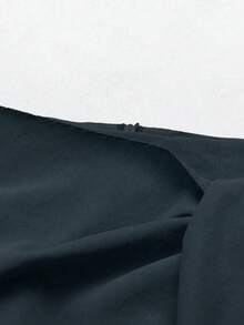 Qadelle 女款優雅通勤純色襯衫搭配繫腰裹裙兩件套 - 藏蓝色 - 查看 4