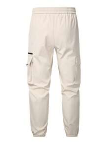 Manfinity Roughcore Men's Elastic Waist Drawstring Casual Street Cargo Pants - Khaki - View 2