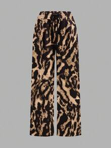 Attitoon Casual Minimalist Street Style Full-Print Leopard Pattern Women Pants, Versatile For Spring/Summer - Multicolor - View 3