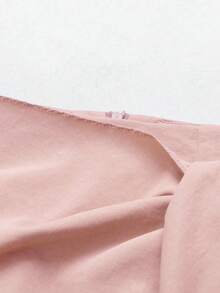 GlowEve Women's Elegant Commuter Solid Color Shirt & Skirt 2 Pieces Set - Dusty Pink - View 4