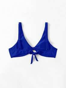 Swim Basics Solid Color Minimalist Design Summer Beach Bikini Top - Royal Blue - View 2