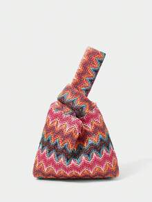 SHECARRY Ladies, Women Top Handle Bag, Evening Bag, Spring/Summer Multicolor Resort Colorful Wave Texture, Fashionable, Elegant, Simple, Personalized, Versatile, For Beach, Vacation, Holiday, Summer, Seaside, Beach Party - color - View 4