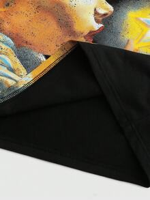 ROMWE MEN Street Life Men's Letter Print Crew Neck Casual Tank Top - Black - View 5