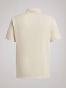 Officeau Men's Casual Solid Color Zipper Short Sleeve T-Shirt, Summer - Apricot - View 3