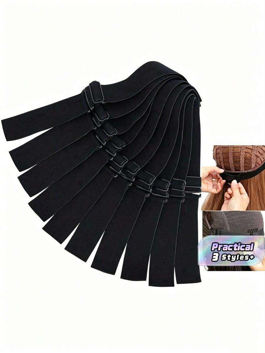 12/6/3 Pc Black Adjustable Elastic Band For Wigs Adjustable Straps For Wigs Making Tools For Making Wig Cap Accessories
