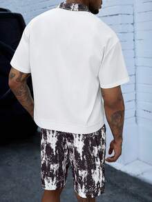 SLATEMANN Mature, Casual, Versatile Printed Men's Shirt Set, Suitable For Commuting - White - View 2