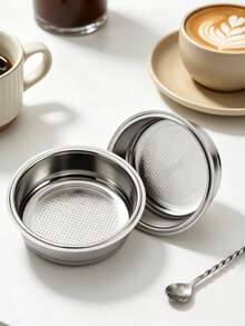 Saringan Kopi Stainless Steel 51mm, Saringan Berpori Bertekanan untuk Dua Cangkir Kopi, Keranjang Portafilter Dua Lapis, Aksesoris Pengganti Mesin Kopi - Perak - View 2