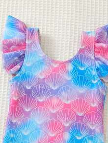 Cozy Pixies Toddler Girls' Colorblock Bow & Cartoon Bear Pattern Casual Cute Beach Swimwear - Multicolor - View 3
