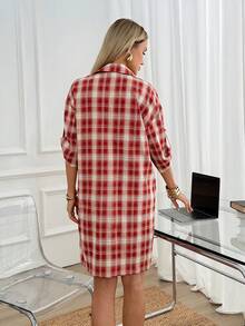 Easowa Women's Plaid Single-Breasted Casual Business Graduation Party Everyday Golf Office Midi Dress Back-To-School Red And White Plaid Summer 4th Of July - Red and White - View 5