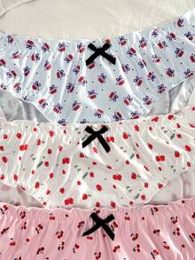 PetitDoll Bộ 3 chiếc quần bikini nữ in họa tiết hoa anh đào, có nơ trang trí. - Nhiều màu - Xem 5