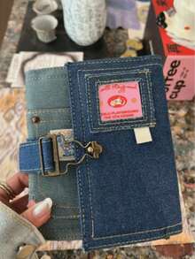 A Personalized Jeans Fabric Notebook, Original Design Personalized Hong Kong Blank Binder Notebook, Personalized Creative Travel Notebook, Notebook A6 Size With A7 Blank Inner Page, Personalized Portable Notebook - Multicolor - View 3