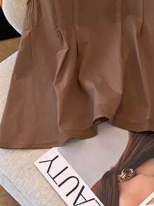 Franclia Women's Ruffle Collar Button Shirt - Coffee Brown - View 4