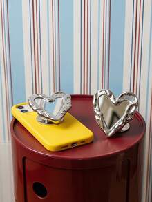 Joivida 1pc Heart-Shaped Mirror Surface Phone Grip, Homemade Decorative Phone Stand, Portable Desktop Handheld Fixator, Travel Accessory, Bag Accessory, Valentine's Day Gift, Birthday Gift For Women And Collectors,Spring To Summer - bracket - View 2