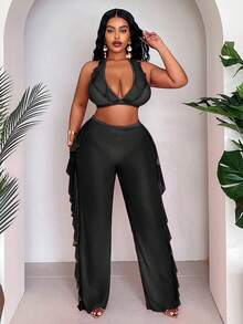 Conjunto de traje de baño de 3 piezas para tallas grandes - Negro - Ver 4