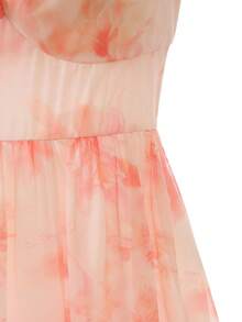 SHEIN Franclia Elegante abito da vacanza, abito in chiffon con stampa floreale, aderente con spalline sottili e ampio per le donne - Rosa - Visualizzare 4