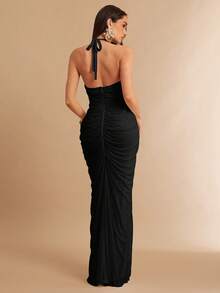 Silquee Women's Loose Elegant Sexy Mesh Party Dress - Black - View 3