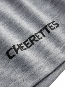 Cheerettes Women's Plus Size Elastic Waist Letter Print Casual Versatile Daily Travel Sports Shorts - Grey - View 7
