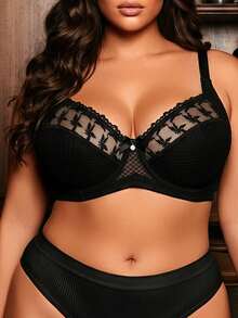 Divavoom Sujetador con aros de unicolor para mujer de talla grande, con efecto de elevación - Negro - Ver 5