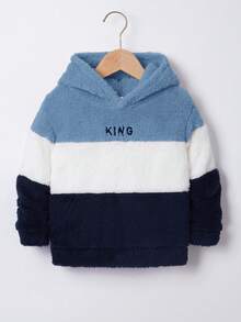 SHEIN Little Byeori Felpa casual per bambini e ragazzi con ricamo, patchwork e contrasto di colori, in pile, per autunno e inverno - Multicolore - Visualizzare 3