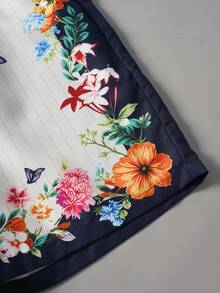 ROMWE MEN Men's Floral Print Drawstring Waist Casual Versatile Daily Wear Shorts - Multicolor - View 3