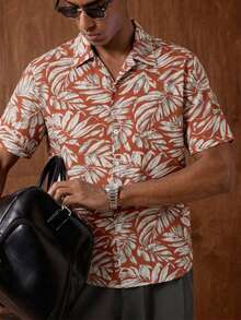 AKNOTIC Manfinity RSRT Men's Short Sleeve Woven Beach Shirt With Plant Print - Multicolor - View 2