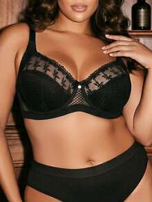 Divavoom Sujetador con aros de unicolor para mujer de talla grande, con efecto de elevación - Negro - Ver 3