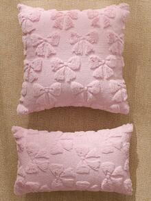 1 pezzo Federa per cuscino con fiocco, decorazione d'interni coquette, carina, in finta pelliccia morbida, stile preppy, soffice e vellutata, federa decorativa per letto, divano e divano, decorazione per la casa in primavera-estate - Rosa - Visualizzare 7