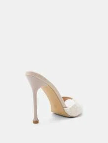 Glitzique Green Minimalist Thin High Heel Mules Sandals With Pointed Toe For Women,Spring Summer Outfits - Apricot - View 7