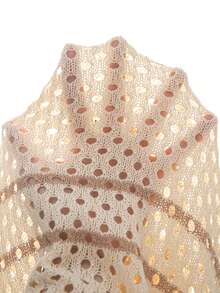 GlowEve CURVE Plus Size Contrast Trim Hollow Out Knit Short Sleeve Loose Versatile Traditional Slimming Round Neck Knit Top Sweater Vacation Beige Summer - Khaki - View 7
