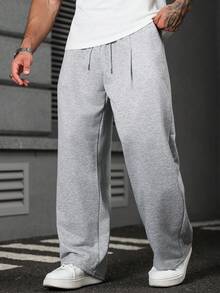 Manfinity Homme Mature Casual, Detachable Contrast Color Bow Design, Versatile Men's Sweatpants - Grey - View 5
