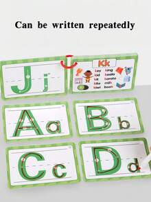 MINKOJA 26 Alphabet Flash Cards For Kids 3+, Montessori STEM Early Learning Toy, Double Sided Word & Picture Cards, Writing Practice Cards, Waterproof Reusable Portable Educational Cards For Home Kindergarten Travel, Perfect Holiday & Back To School Gift - Multicolor - View 7