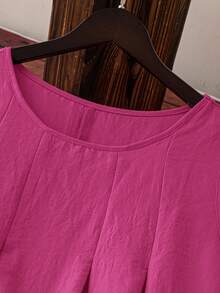Rusticease Plus Size Sleeveless Solid Color Dress, Summer Vacation Pink Casual - Hot Pink - View 5