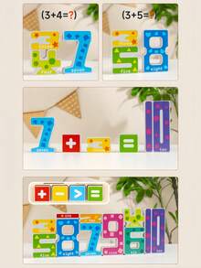 MINKOJA MINKOJA Planche d'apprentissage mathématique en bois Montessori Crème glacée, jouet éducatif multifonctionnel de comptage, blocs de reconnaissance des nombres, jeu de pratique de l'écriture manuelle et de développement de la motricité fine, cadeau d'apprentissage mathématique précoce pour les tout-petits garçons et filles - Multicolore - View 5