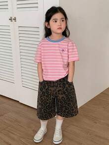Young Girl'Summer Y2k Distressed Casual Soft Cotton Leopard Print Loose Fit Denim Jeans Short,For Kids Girls Spring/Summer Dailywear Outfits,Girls Streetwear Outfits,Festival Outfits For Girls ,Party Outfits For Girls ,Beach Outfits For Girls ,Birthday Outfits For Girls ,Country Clothes For Girls ,Girls Graduation Outfit,Casual Girls Outfits,Summer Vacation Outfits For Girls ,Graphic Jeans Girls ,Toddler Shorts,4-Years-Old Girls Shorts,Casual Shorts,Summer Shorts,2000s Baggy Shorts,Leopard Jeans - Brown - View 1