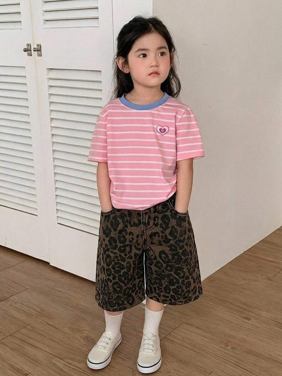 Young Girl'Summer Y2k Distressed Casual Soft Cotton Leopard Print Loose Fit Denim Jeans Short,For Kids Girls Spring/Summer Dailywear Outfits,Girls Streetwear Outfits,Festival Outfits For Girls ,Party Outfits For Girls ,Beach Outfits For Girls ,Birthday Outfits For Girls ,Country Clothes For Girls ,Girls Graduation Outfit,Casual Girls Outfits,Summer Vacation Outfits For Girls ,Graphic Jeans Girls ,Toddler Shorts,4-Years-Old Girls Shorts,Casual Shorts,Summer Shorts,2000s Baggy Shorts,Leopard Jeans - Brown - View 1
