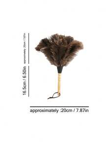 Cirelle 1pc Natural Feather Duster With Wooden Handle, Gentle Cleaning Brush For Home, Furniture & Decor, Lint-Free Dust Remover For Shelves, Books, Jewelry & Ornaments, Elegant Cleaning Tool For Bedroom & Living Room, Ideal Gift For Home Enthusiasts. - White Pole #1 - View 3