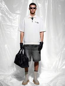 IRON GLYPH Men's Casual Street Style Zipper Detail Slant Pocket Denim Shorts , Dark Grey, Holiday - Dark Grey - View 8