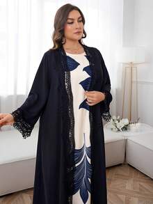 Al Najma 女款圓領無袖印花休閒寬鬆阿拉伯風洋裝，大尺碼 - 彩色 - 查看 6