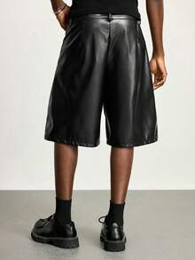 ROMWE MEN Herren Sommer Casual Shorts mit Nieten Verzierung - Schwarz - Übersicht 3