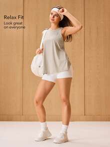 OutZeal Áo tank top gym nữ mặc ngoài trời màu trơn, leo núi cắm trại, chống tia UV, cảm giác mát lạnh, áo top ngoài trời mùa hè - Màu Khaki - Xem 3