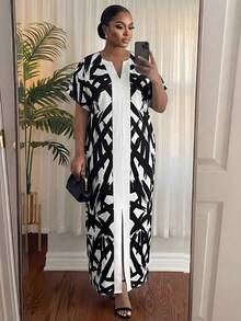 SHEIN Lady 藍色華麗優雅天鵝絨長洋裝女裝 - 彩色 - 查看 5